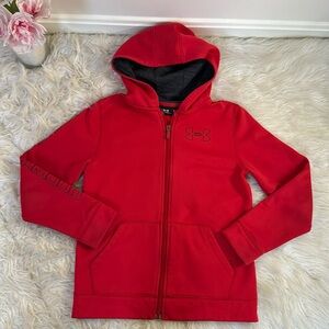 UNDER ARMOUR (UA) Hoodie/ Hooded red sweatshirt with pockets and zipper. Size:M